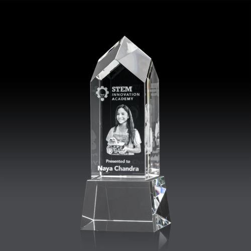 Awards and Trophies - Crystal Awards - Clarington on Base 3D - Clear