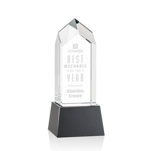 Awards and Trophies - Crystal Awards - Clarington Black on Base Towers Crystal Award
