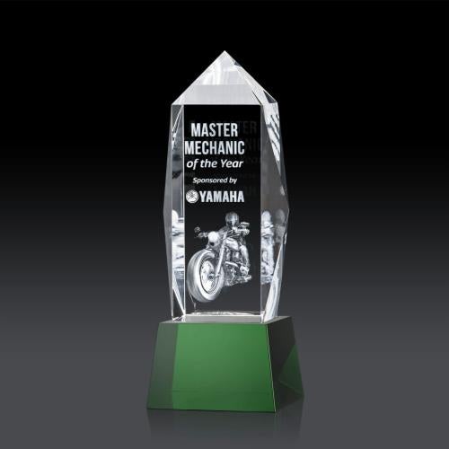 Awards and Trophies - Crystal Awards - Bloomington on Base 3D - Green