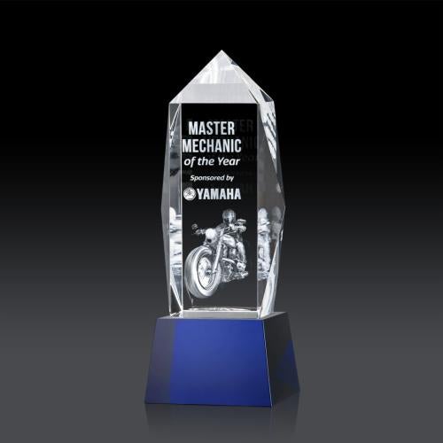 Awards and Trophies - Crystal Awards - Bloomington on Base 3D - Blue