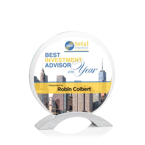 Awards and Trophies - Crystal Awards - Dunlap Full Color Circle Crystal Award