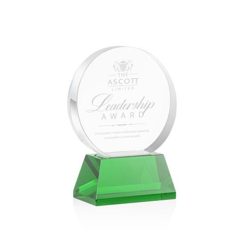 Awards and Trophies - Crystal Awards - Glenwood Green on Base Circle Crystal Award