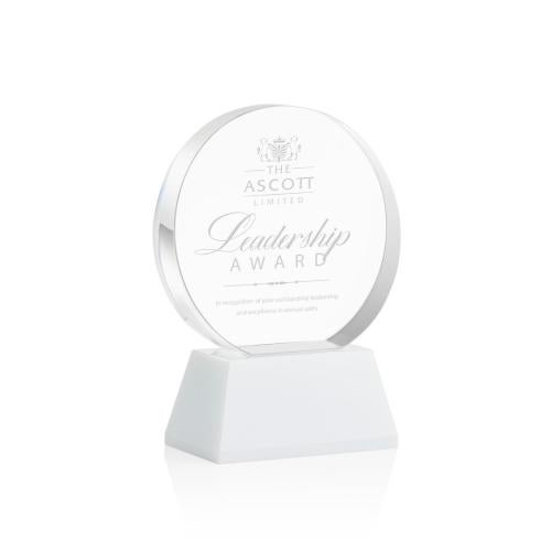Awards and Trophies - Crystal Awards - Glenwood White on Base Circle Crystal Award