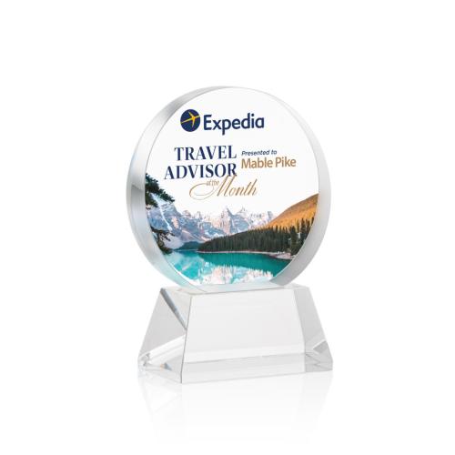 Awards and Trophies - Crystal Awards - Glenwood Vividprint™ Clear on Base Circle Crystal Award