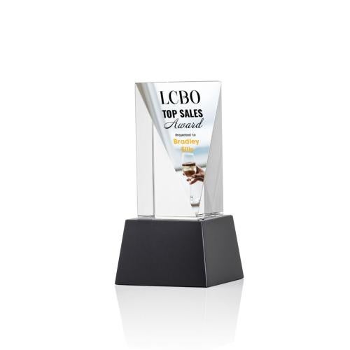 Awards and Trophies - Crystal Awards - Easton Full Color Black on Base Towers Crystal Award