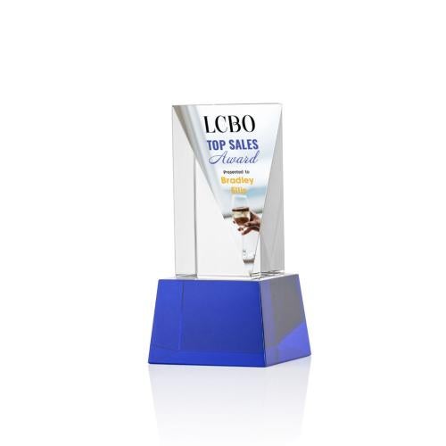 Awards and Trophies - Crystal Awards - Easton Full Color Blue on Base Towers Crystal Award