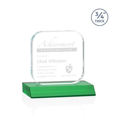 Awards and Trophies - Crystal Awards - App Green Square / Cube Crystal Award