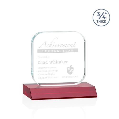 Awards and Trophies - Crystal Awards - App Red Square / Cube Crystal Award