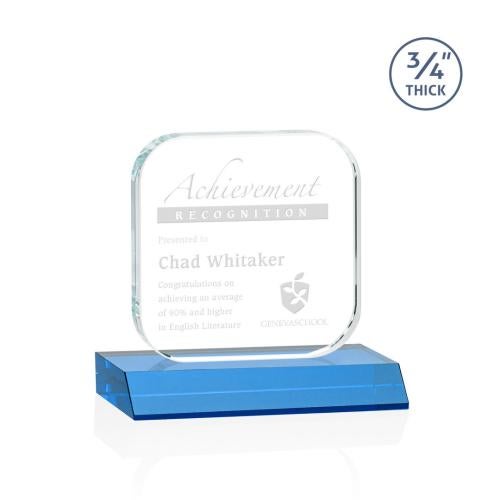 Awards and Trophies - Crystal Awards - App Sky Blue Square / Cube Crystal Award