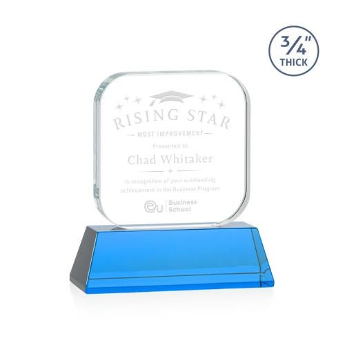 Awards and Trophies - Crystal Awards - App Sky Blue on Newhaven Square / Cube Crystal Award