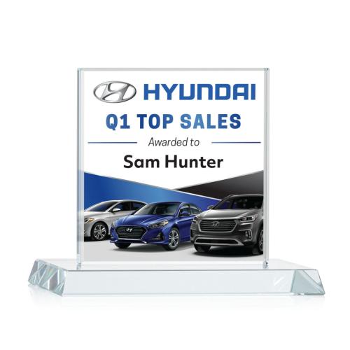 Awards and Trophies - Crystal Awards - Cardiff Full Color Clear Square / Cube Crystal Award