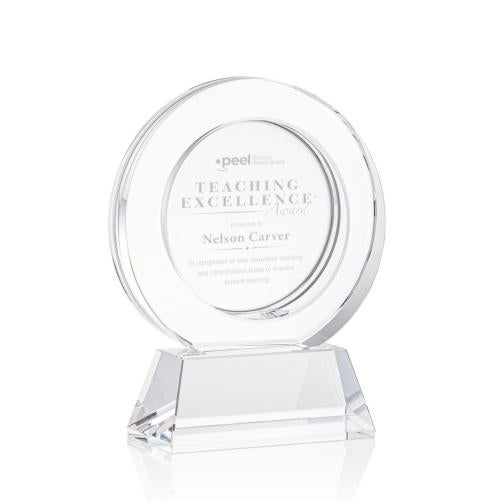 Awards and Trophies - Crystal Awards - Templeton Clear on Base Circle Crystal Award