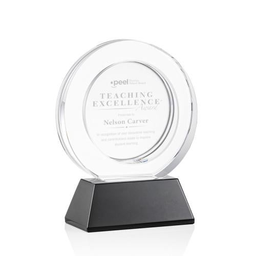 Awards and Trophies - Crystal Awards - Templeton Black on Base Circle Crystal Award