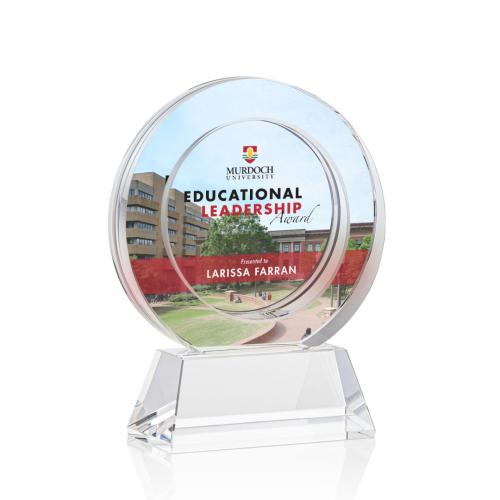Awards and Trophies - Crystal Awards - Templeton Full Color Clear on Base Circle Crystal Award