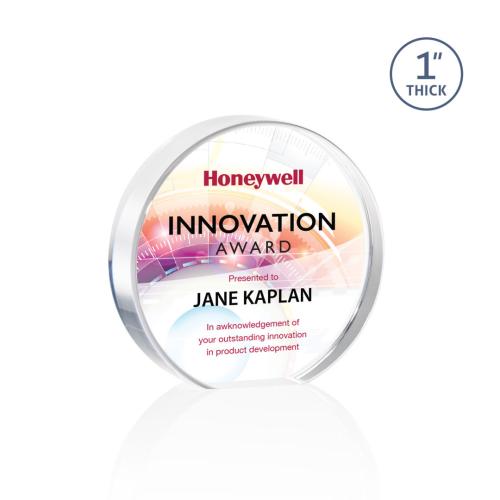 Awards and Trophies - Acrylic Awards - Narita Full Color Clear Circle Acrylic Award
