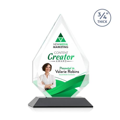 Awards and Trophies - Crystal Awards - Hawthorne Full Color Black Peaks Crystal Award