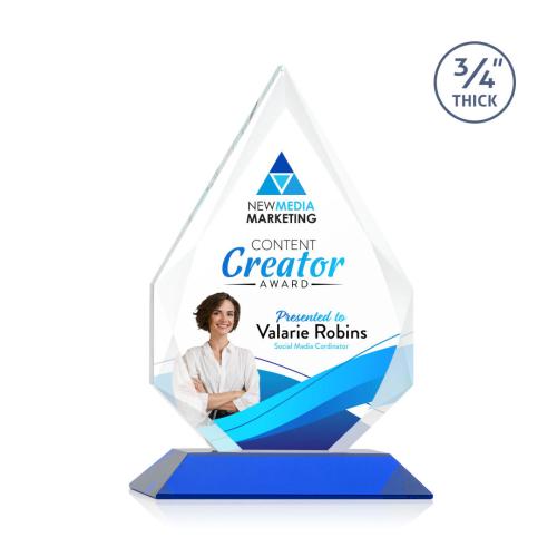 Awards and Trophies - Crystal Awards - Hawthorne Full Color Blue Peaks Crystal Award
