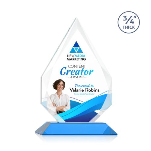Awards and Trophies - Crystal Awards - Hawthorne Full Color Sky Blue Peaks Crystal Award
