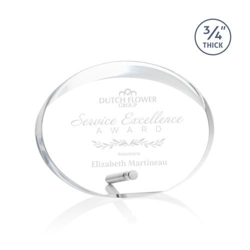 Awards and Trophies - Acrylic Awards - Mosaic Oval Silver Circle Acrylic Award