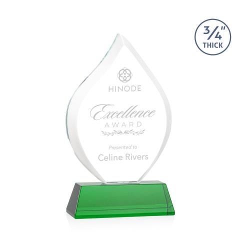 Awards and Trophies - Crystal Awards - Worthington Green on Newhaven Base Flame Crystal Award