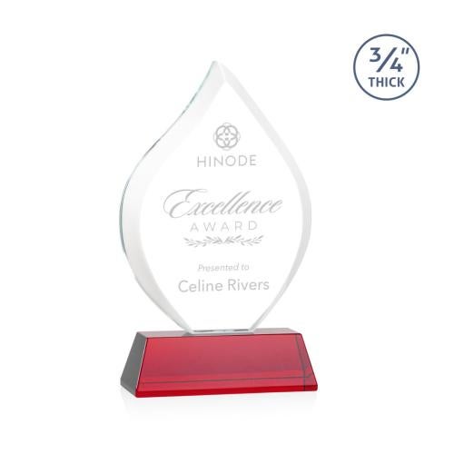 Awards and Trophies - Crystal Awards - Worthington Red on Newhaven Base Flame Crystal Award