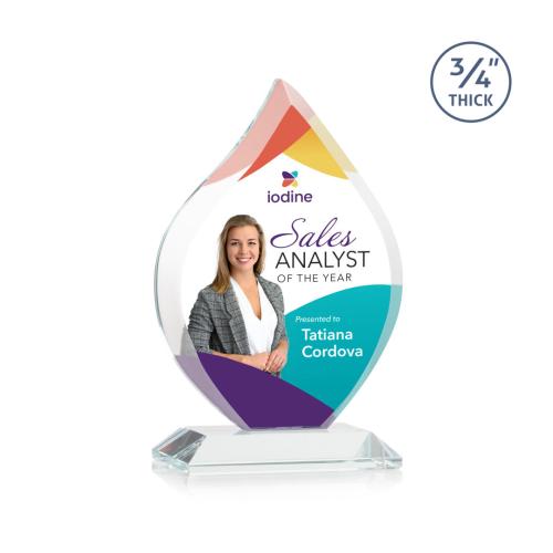 Awards and Trophies - Crystal Awards - Worthington Full Color Clear Flame Crystal Award