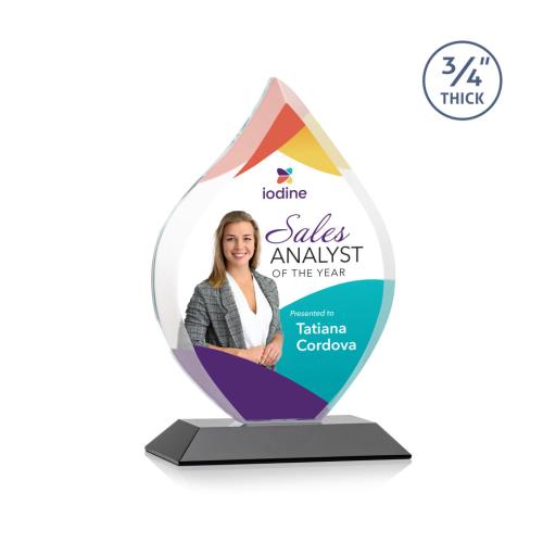 Awards and Trophies - Crystal Awards - Worthington Full Color Black Flame Crystal Award