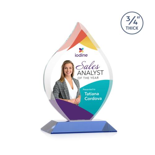 Awards and Trophies - Crystal Awards - Worthington Full Color Blue Flame Crystal Award