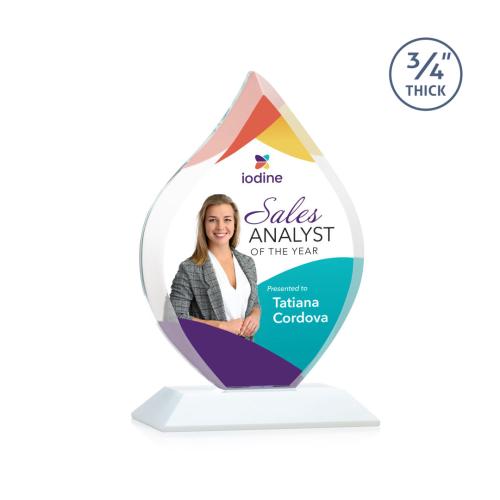 Awards and Trophies - Crystal Awards - Worthington Full Color White Flame Crystal Award