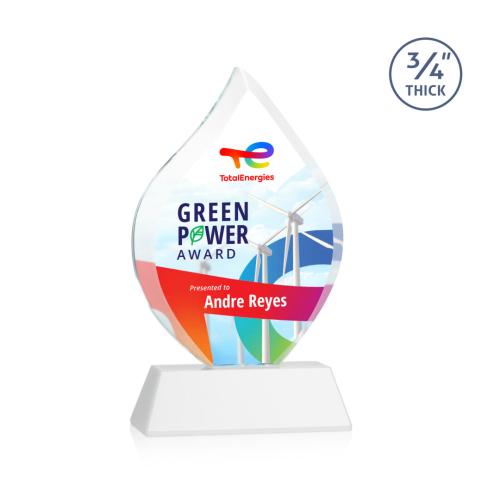 Awards and Trophies - Crystal Awards - Worthington Full Color White on Newhaven Flame Crystal Award