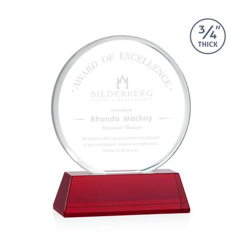 Awards and Trophies - Crystal Awards - Blackpool Red on Newhaven Circle Crystal Award