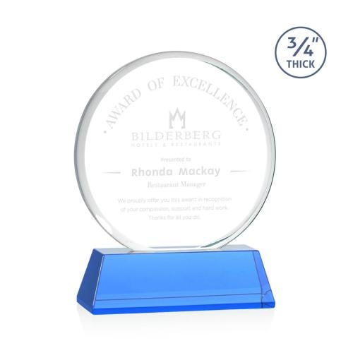 Awards and Trophies - Crystal Awards - Blackpool Sky Blue on Newhaven Circle Crystal Award
