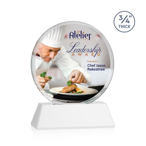 Awards and Trophies - Crystal Awards - Blackpool on Newhaven Full Color White Circle Crystal Award