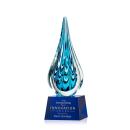Worchester Blue on Robson Base Tear Drop Glass Award