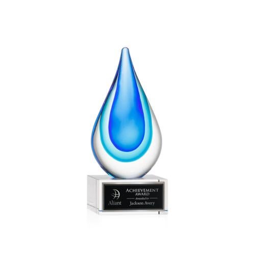 Awards and Trophies - Crystal Awards - Glass Awards - Art Glass Awards - Marseille on Hancock Base - Clear