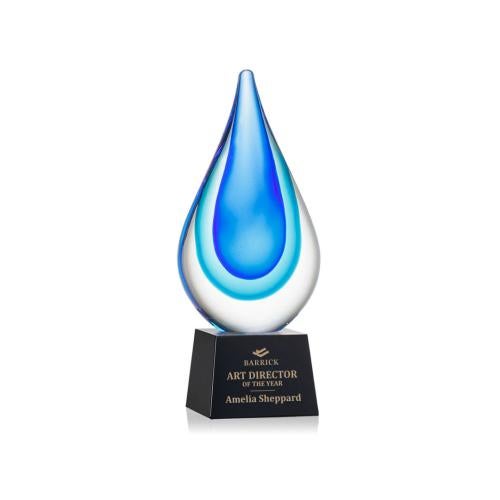 Awards and Trophies - Crystal Awards - Glass Awards - Art Glass Awards - Marseille on Robson Base - Black