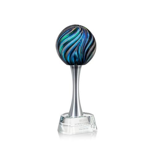 Awards and Trophies - Crystal Awards - Glass Awards - Art Glass Awards - Malton Globe on Willshire Base Award
