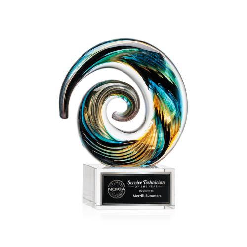 Awards and Trophies - Crystal Awards - Glass Awards - Art Glass Awards - Nazare Clear on Hancock Circle Glass Award