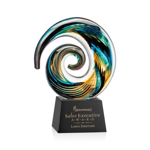 Awards and Trophies - Crystal Awards - Glass Awards - Art Glass Awards - Nazare Black on Robson Circle Glass Award