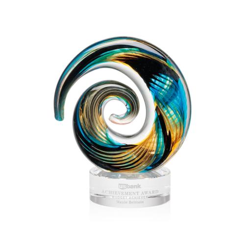 Awards and Trophies - Crystal Awards - Glass Awards - Art Glass Awards - Nazare Clear on Stanrich Circle Glass Award