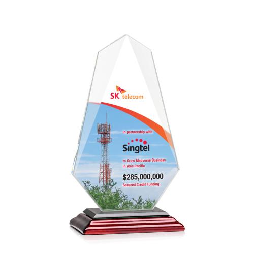 Awards and Trophies - Crystal Awards - Jemma Full Color Rosewood Unique Crystal Award