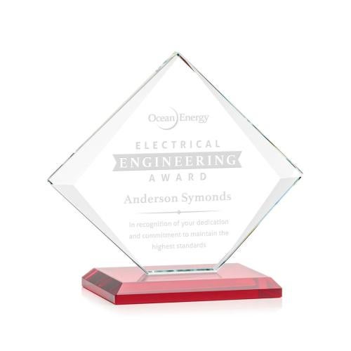 Awards and Trophies - Crystal Awards - Griffith Red Diamond Crystal Award