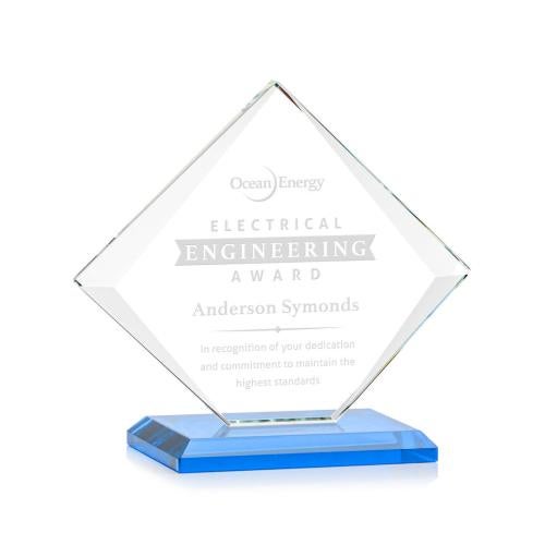 Awards and Trophies - Crystal Awards - Griffith Sky Blue Diamond Crystal Award