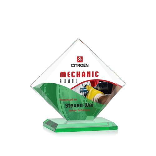 Awards and Trophies - Crystal Awards - Griffith Full Color Green Diamond Crystal Award