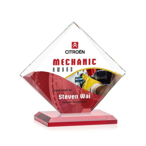 Awards and Trophies - Crystal Awards - Griffith Full Color Red Diamond Crystal Award