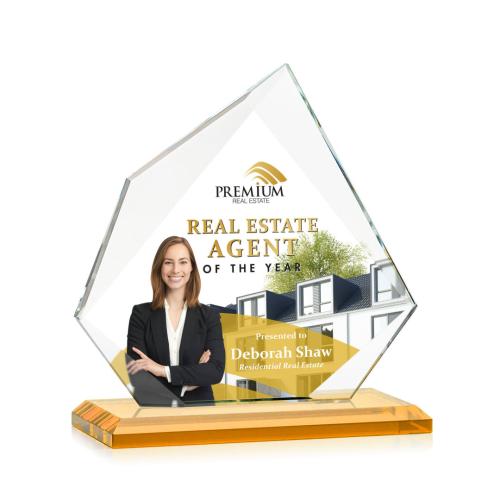 Awards and Trophies - Crystal Awards - Lexus Full Color Amber Peaks Crystal Award