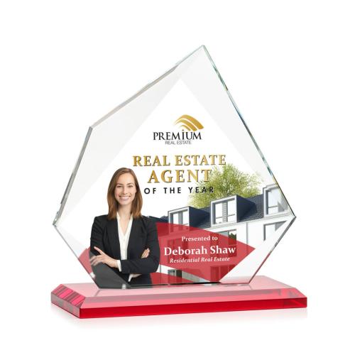 Awards and Trophies - Crystal Awards - Lexus Full Color Red Peaks Crystal Award