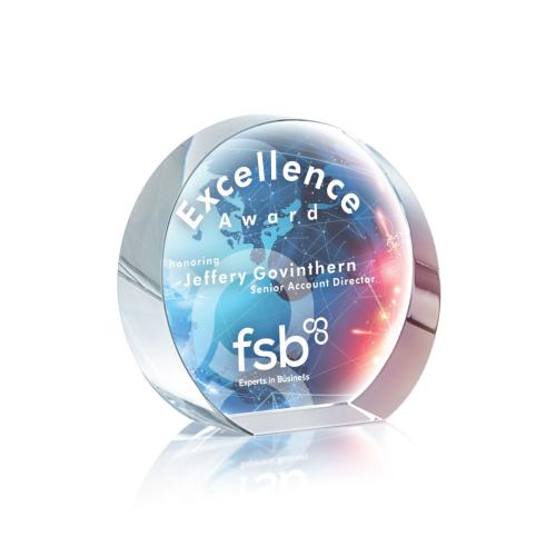 Awards and Trophies - Crystal Awards - Glenwood Full Color Circle Crystal Award