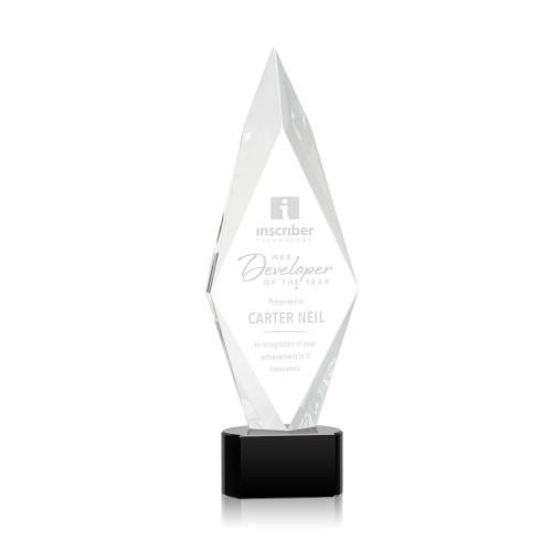 Awards and Trophies - Crystal Awards - Manilow Black on Paragon Base Diamond Crystal Award