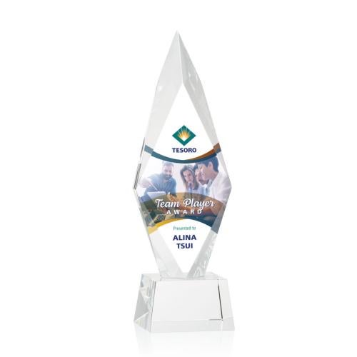 Awards and Trophies - Crystal Awards - Manilow Full Color Clear on Robson Base Diamond Crystal Award